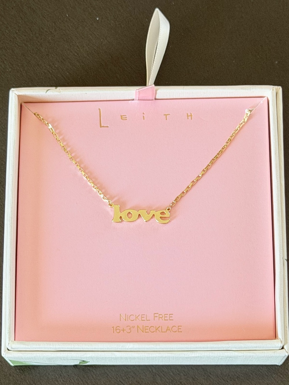 Leith Block Love Script Goldtone Necklace